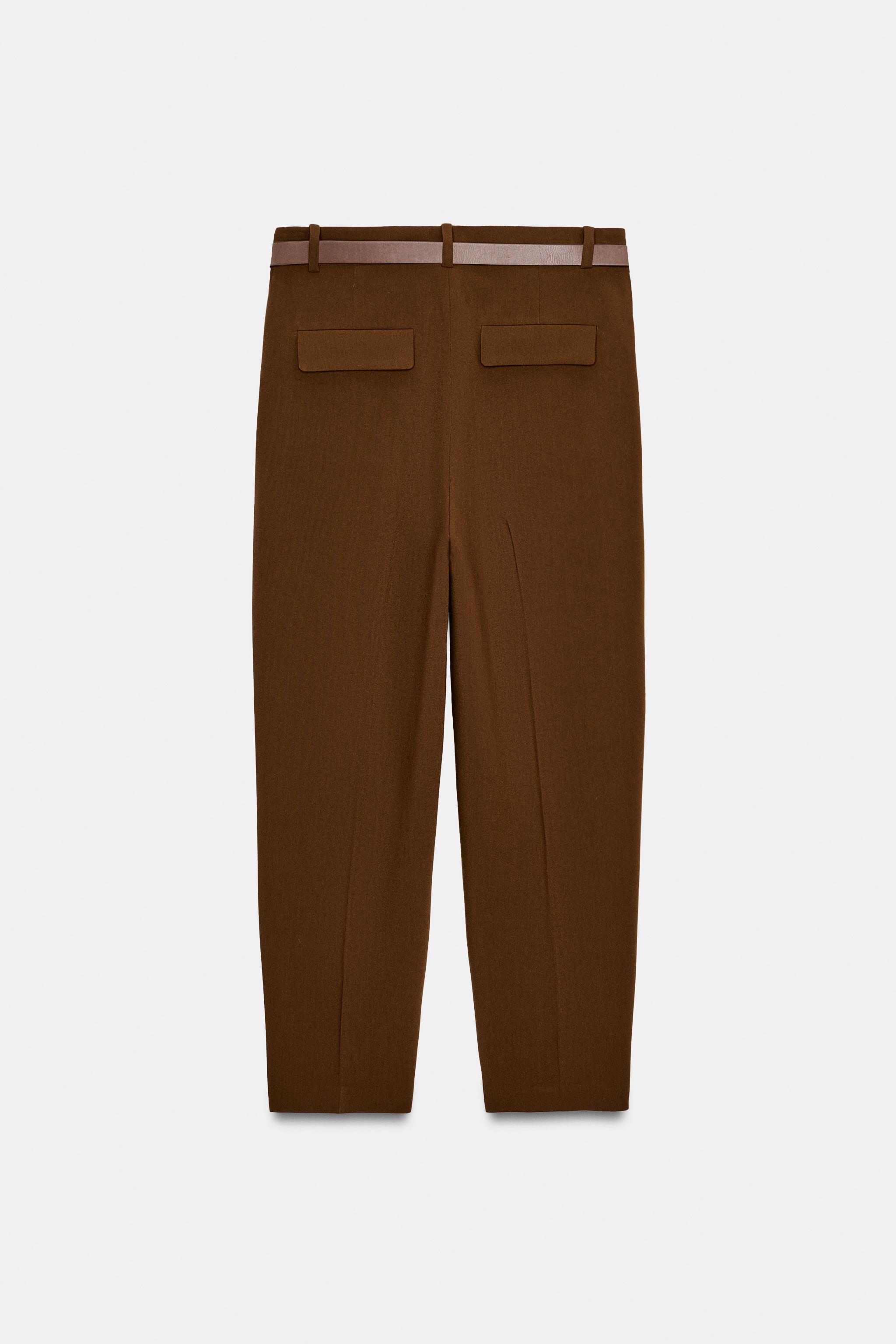 BELTED PLEATED PANTS